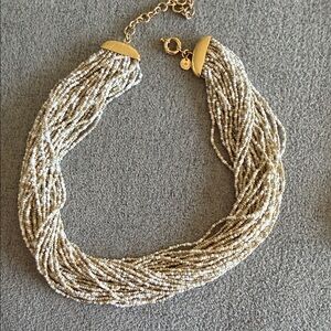 Talbots Gold and Cream Multi-Strand Necklace